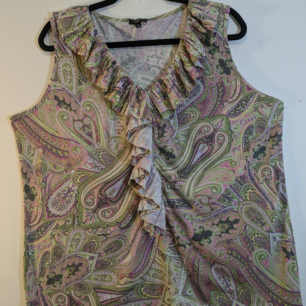 sleeveless paisley blouse